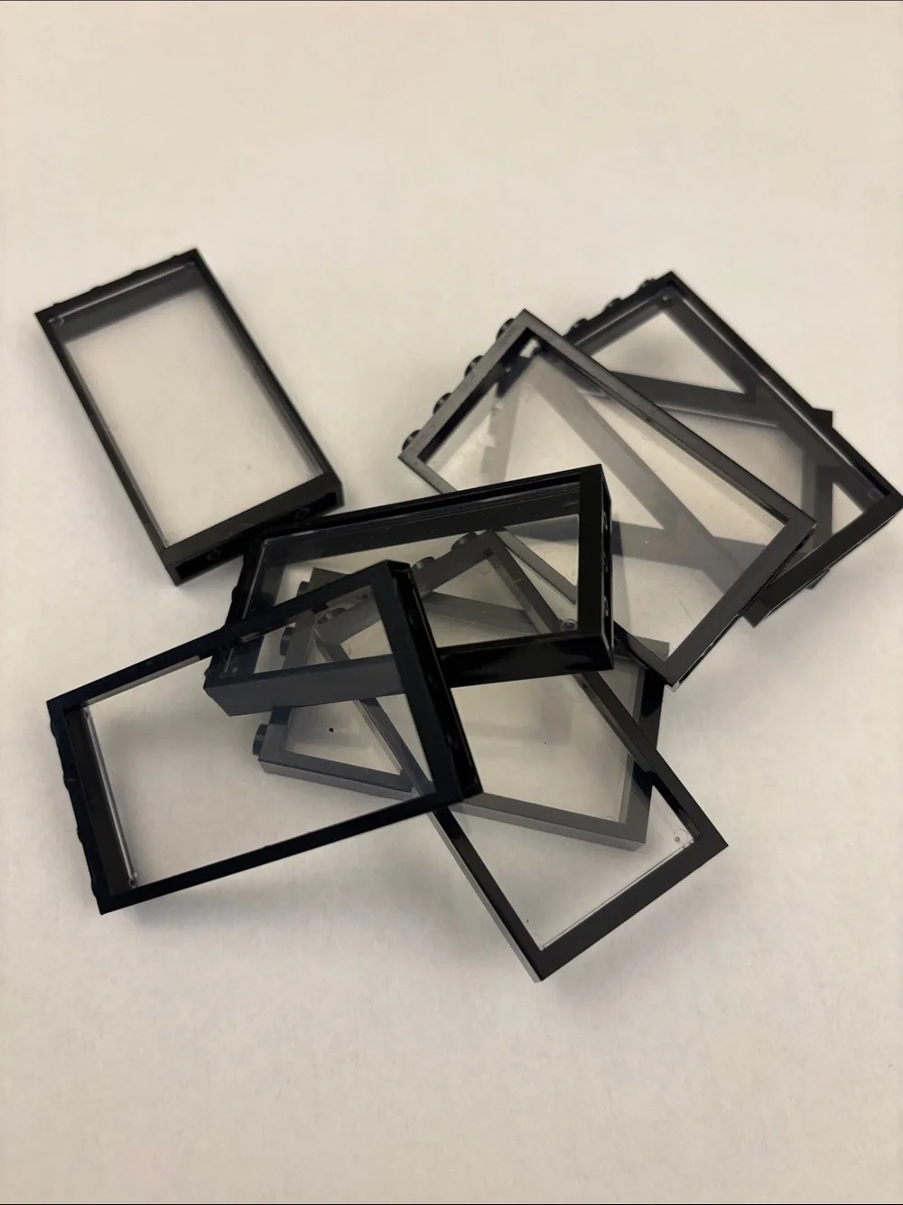 Lego compatible Black Window Frames with Clear Panes (8)